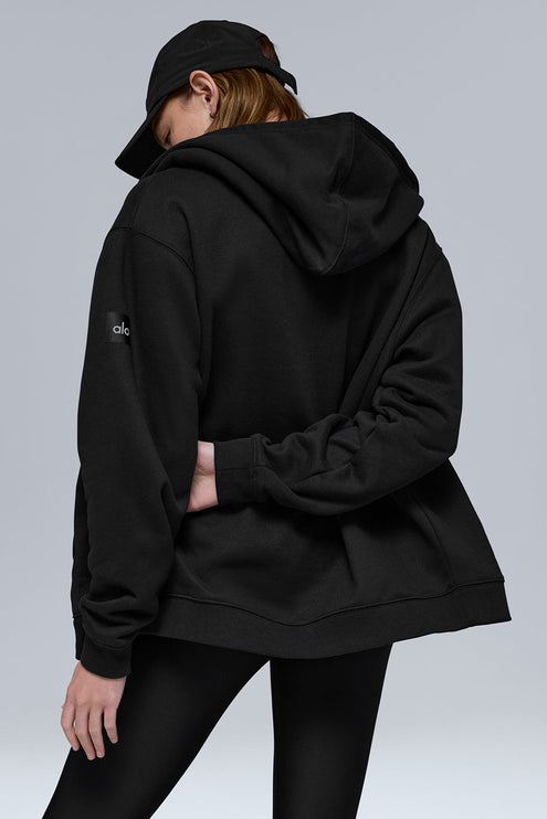 alo Women's Renown Heavy Weight Full Zip Hoodie - Black