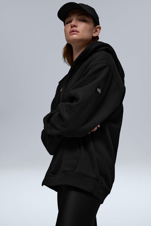 alo Women's Renown Heavy Weight Full Zip Hoodie - Black
