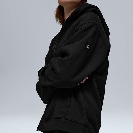 alo Women's Renown Heavy Weight Full Zip Hoodie - Black