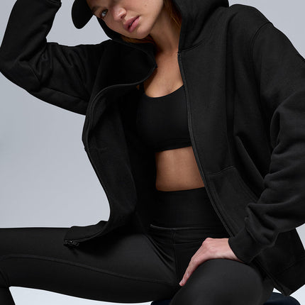 alo Women's Renown Heavy Weight Full Zip Hoodie - Black