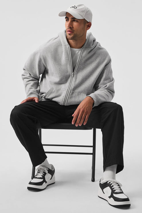 alo Men's Renown Heavy Weight Full Zip Hoodie - Athletic Heather Grey