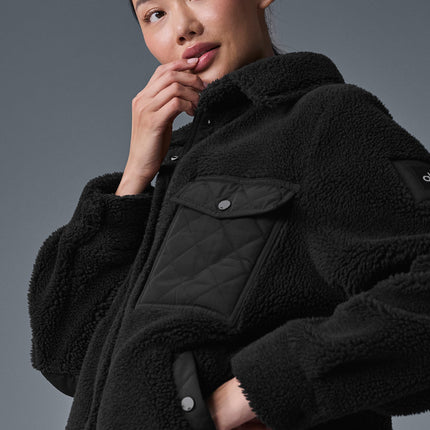 alo Women's Sherpa Edge Shacket - Black