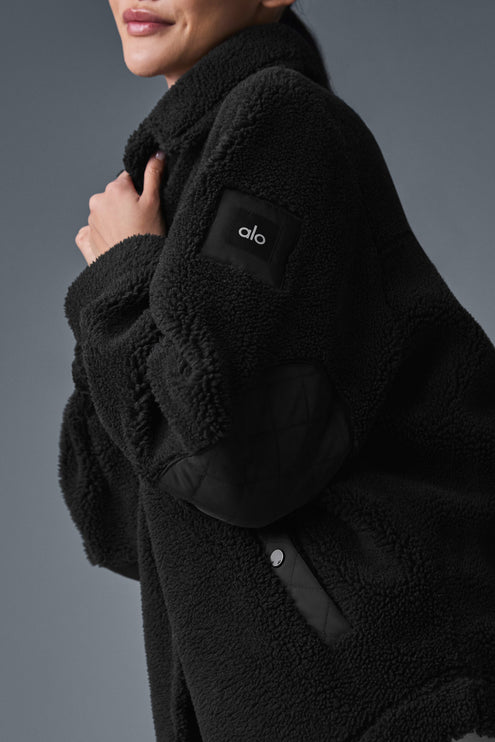 alo Women's Sherpa Edge Shacket - Black
