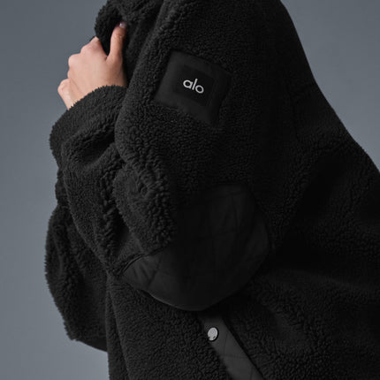 alo Women's Sherpa Edge Shacket - Black