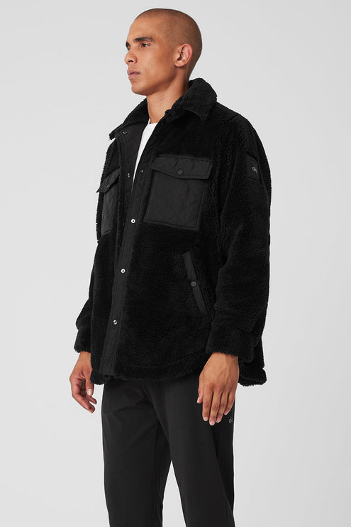 alo Men's Sherpa Edge Shacket - Black