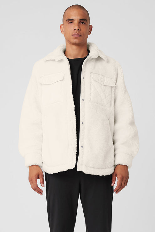 alo Men's Sherpa Edge Shacket - Ivory