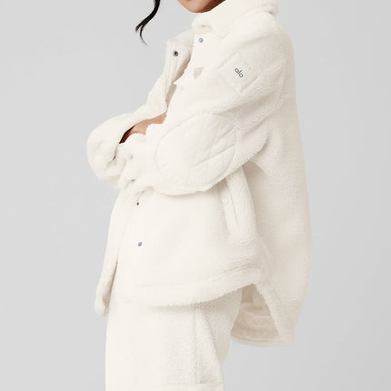 alo Women's Sherpa Edge Shacket - Ivory