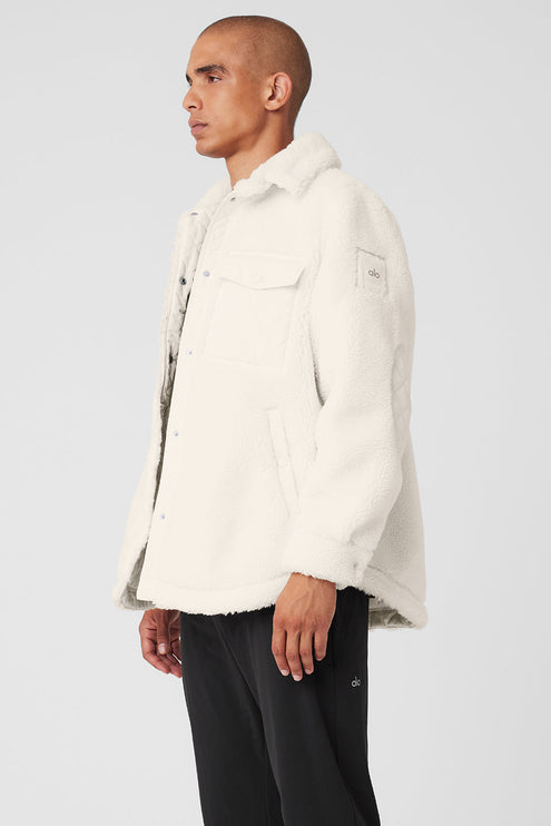 alo Men's Sherpa Edge Shacket - Ivory