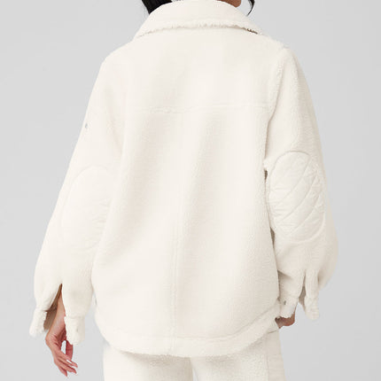 alo Women's Sherpa Edge Shacket - Ivory