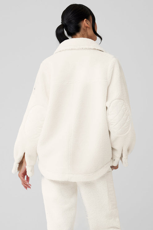 alo Women's Sherpa Edge Shacket - Ivory