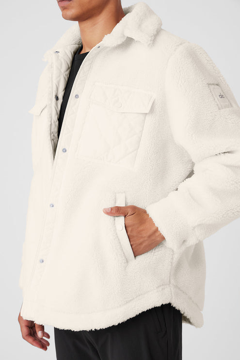 alo Men's Sherpa Edge Shacket - Ivory