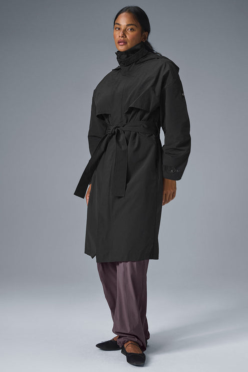 alo Women's Crinkle On The Move Trench - Black