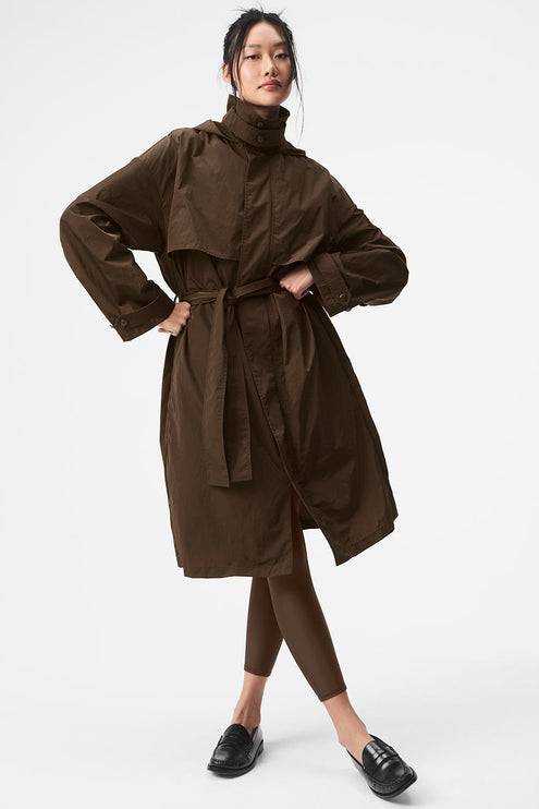 alo Women's Crinkle On The Move Trench - Espresso