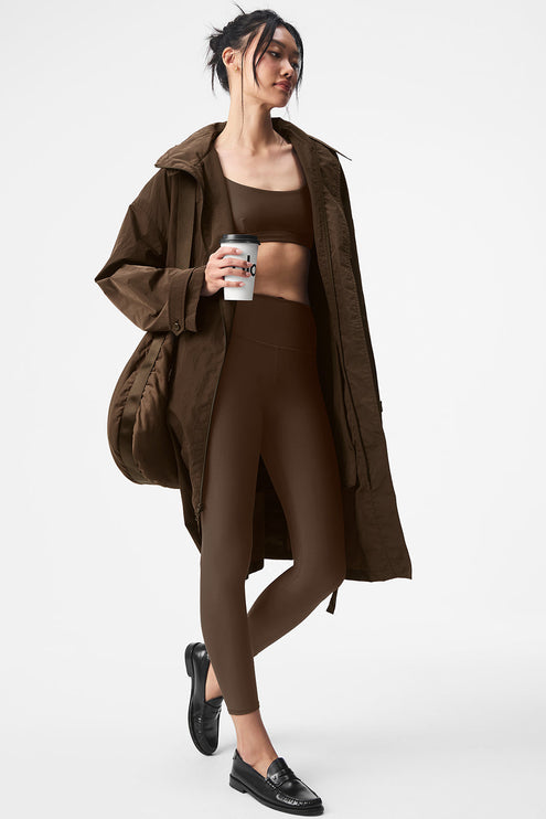 alo Women's Crinkle On The Move Trench - Espresso
