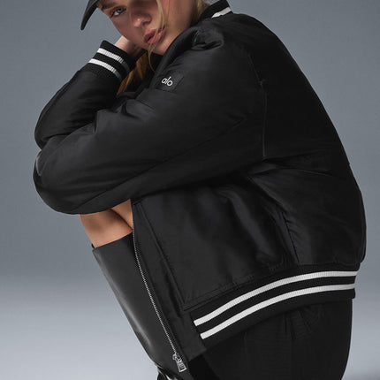 alo Women's Afterglow Varsity Jacket - Black
