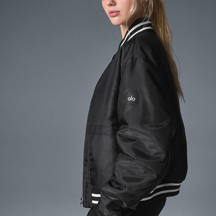 alo Women's Afterglow Varsity Jacket - Black