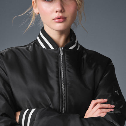 alo Women's Afterglow Varsity Jacket - Black