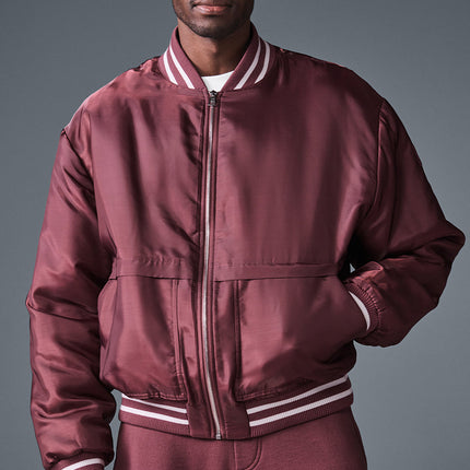 alo Men's Afterglow Varsity Jacket - Burgundy Truffle