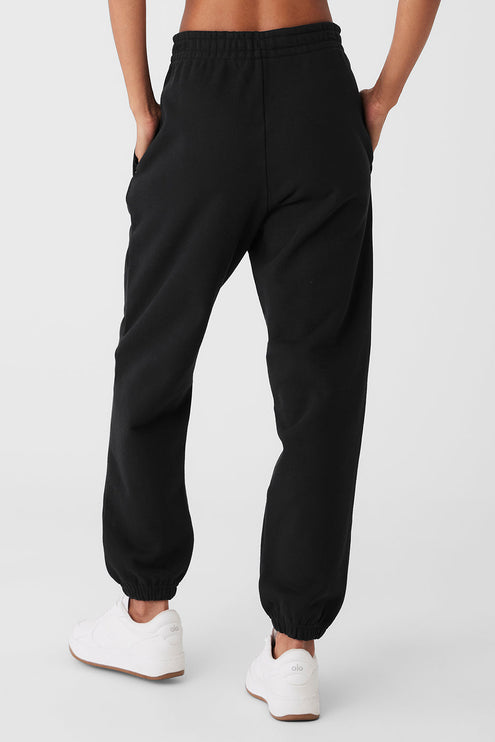 alo Women's Cuffed Renown Heavy Weight Sweatpant - Black