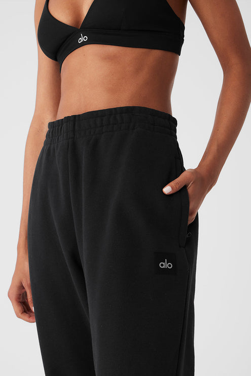 alo Women's Cuffed Renown Heavy Weight Sweatpant - Black