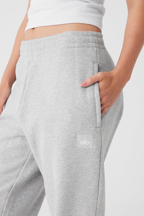 alo Women's Cuffed Renown Heavy Weight Sweatpant - Athletic Heather Grey
