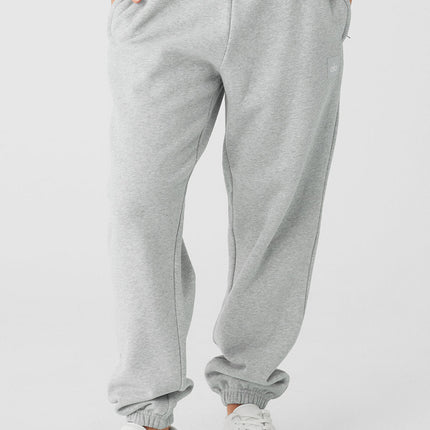 alo Women's Cuffed Renown Heavy Weight Sweatpant - Athletic Heather Grey