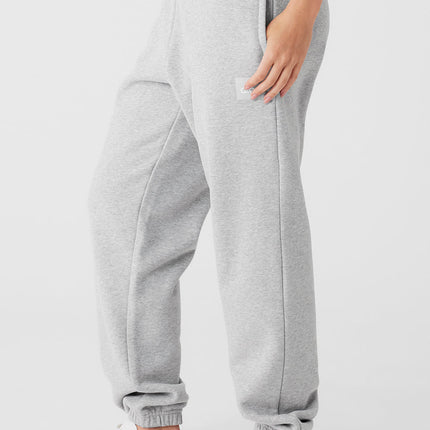 alo Women's Cuffed Renown Heavy Weight Sweatpant - Athletic Heather Grey
