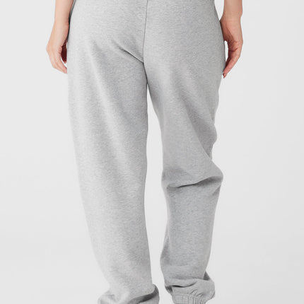 alo Women's Cuffed Renown Heavy Weight Sweatpant - Athletic Heather Grey
