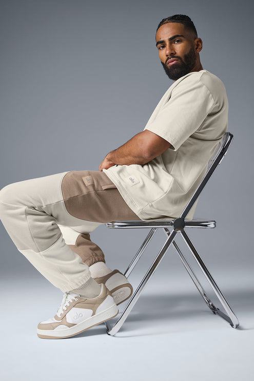 alo Men's Make Waves Sweatpant - Ivory/Bone/Gravel