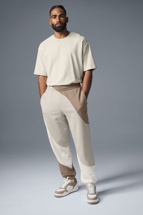 alo Men's Make Waves Sweatpant - Ivory/Bone/Gravel