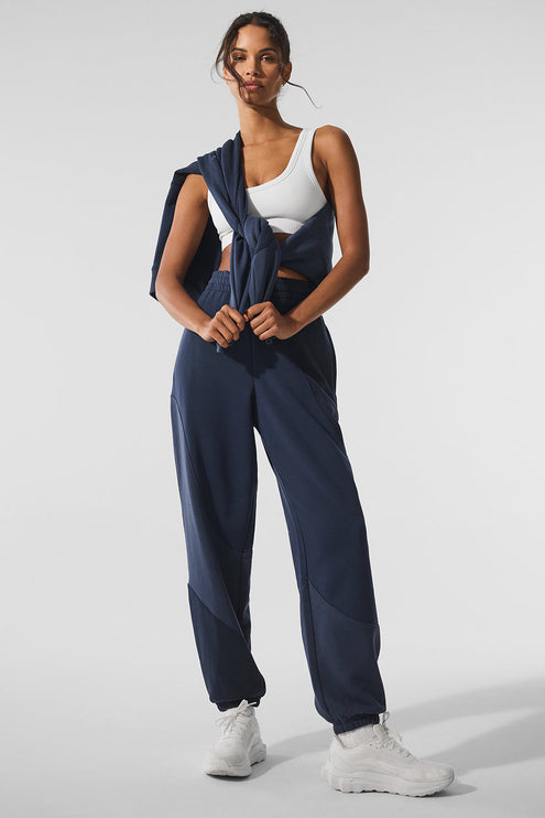 alo Women's Make Waves Sweatpant - Navy Tonal