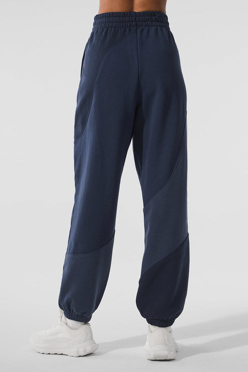 alo Women's Make Waves Sweatpant - Navy Tonal
