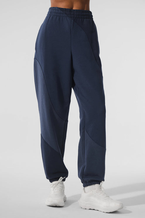 alo Women's Make Waves Sweatpant - Navy Tonal