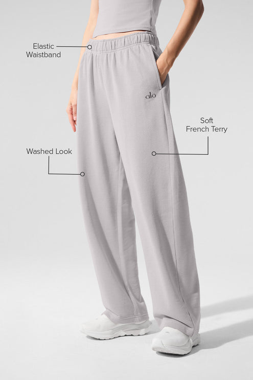 alo Women's Washed Accolade Straight Leg Sweatpant - Grey Sky Wash