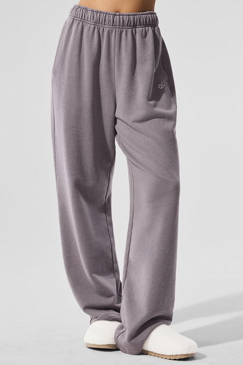 alo Women's Washed Accolade Straight Leg Sweatpant - Cool Grey Wash