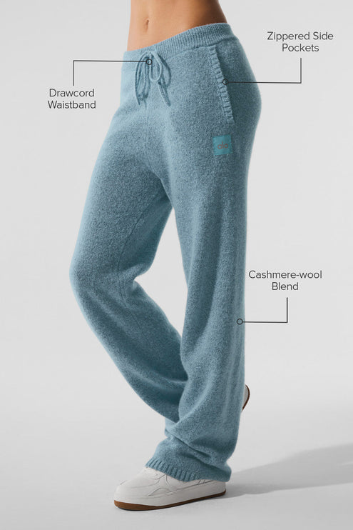 alo Women's New Class Cashmere Sweatpant - Celestial Blue Granite Heather