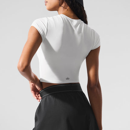 alo Women's Alosoft Crop Finesse Short Sleeve - White