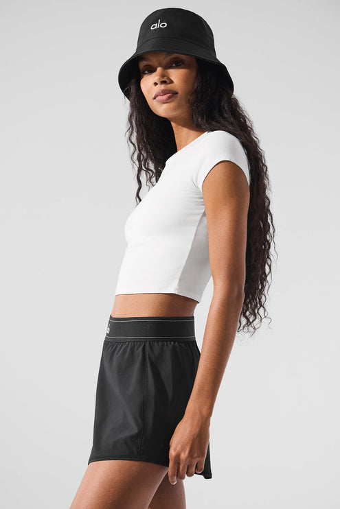 alo Women's Alosoft Crop Finesse Short Sleeve - White