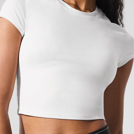alo Women's Alosoft Crop Finesse Short Sleeve - White