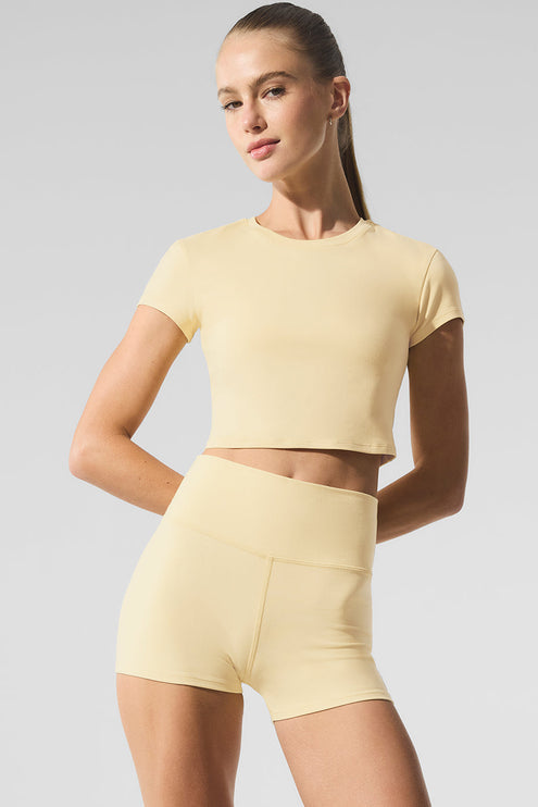 alo Women's Alosoft Crop Finesse Short Sleeve - Warm Butter