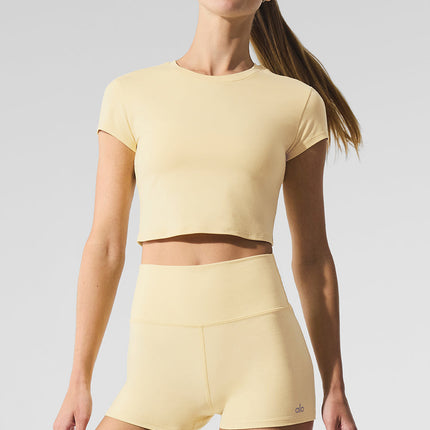 alo Women's Alosoft Crop Finesse Short Sleeve - Warm Butter