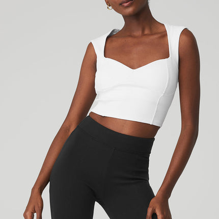 alo Women's Ribbed Sweetheart Short Sleeve - White