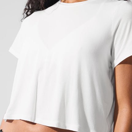 alo Women's Cropped All Day Short Sleeve - White