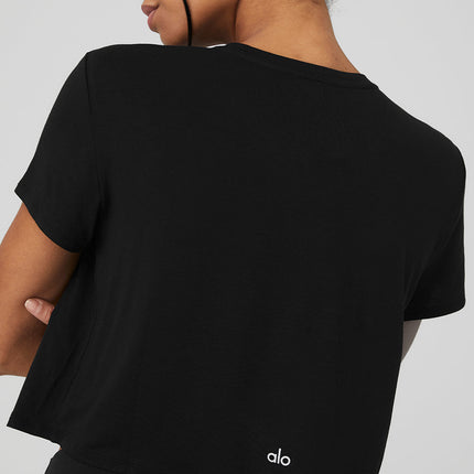 alo Women's Cropped All Day Short Sleeve - Black