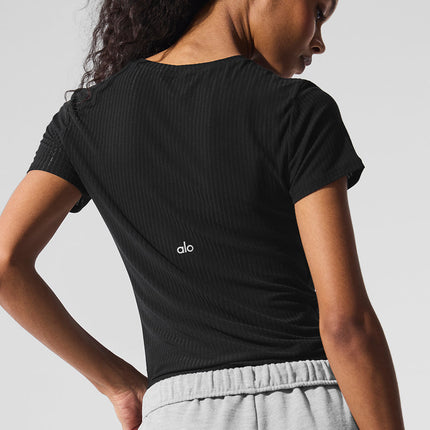 alo Women's Ribbed Sea Coast Tee - Black