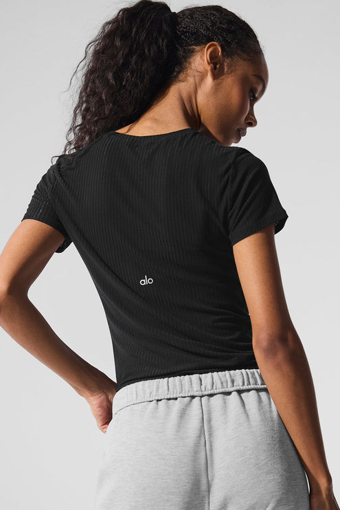 alo Women's Ribbed Sea Coast Tee - Black