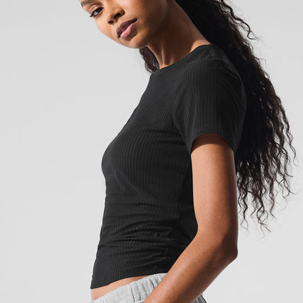 alo Women's Ribbed Sea Coast Tee - Black