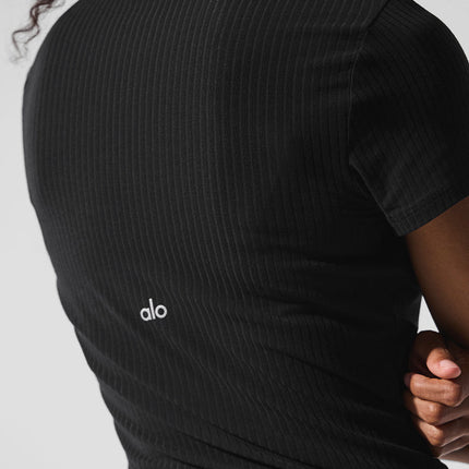 alo Women's Ribbed Sea Coast Tee - Black