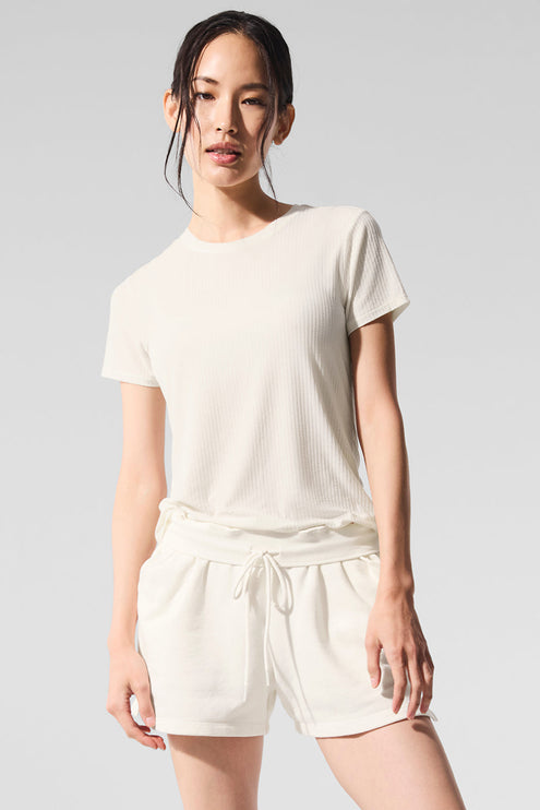 alo Women's Ribbed Sea Coast Tee - Ivory
