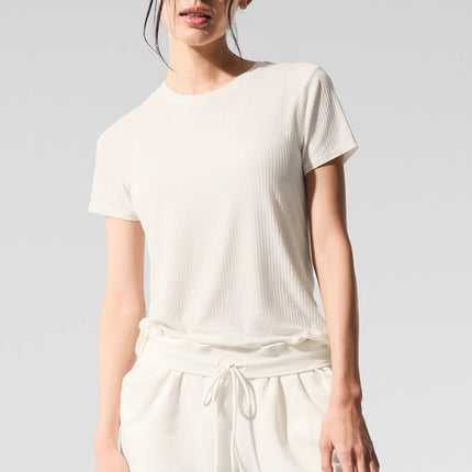 alo Women's Ribbed Sea Coast Tee - Ivory